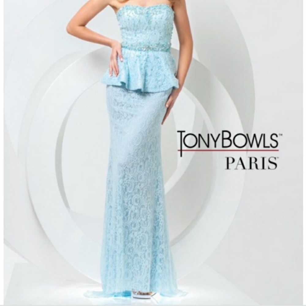 Tony Bowls prom pageant dress peplum blue gown 4